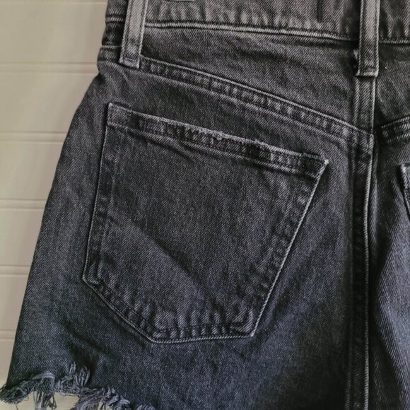 Abercrombie Fitch Mom Short High Rise Size 25/0 Denim Cutoffs Shorts Black - Picture 12 of 14